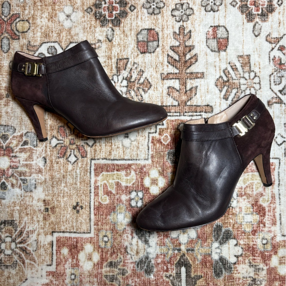 Vince Camuto Vanna Leather & Suede Ankle Boot Size 9 Coffee Bean